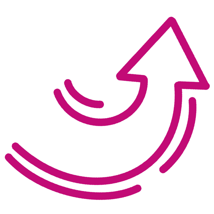 Icon: Pfeil der in einem Schwung nach oben zeigt.