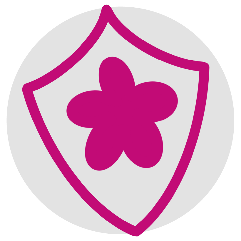 Icon: Schutzschild mit Blumensymbol in der Mitte