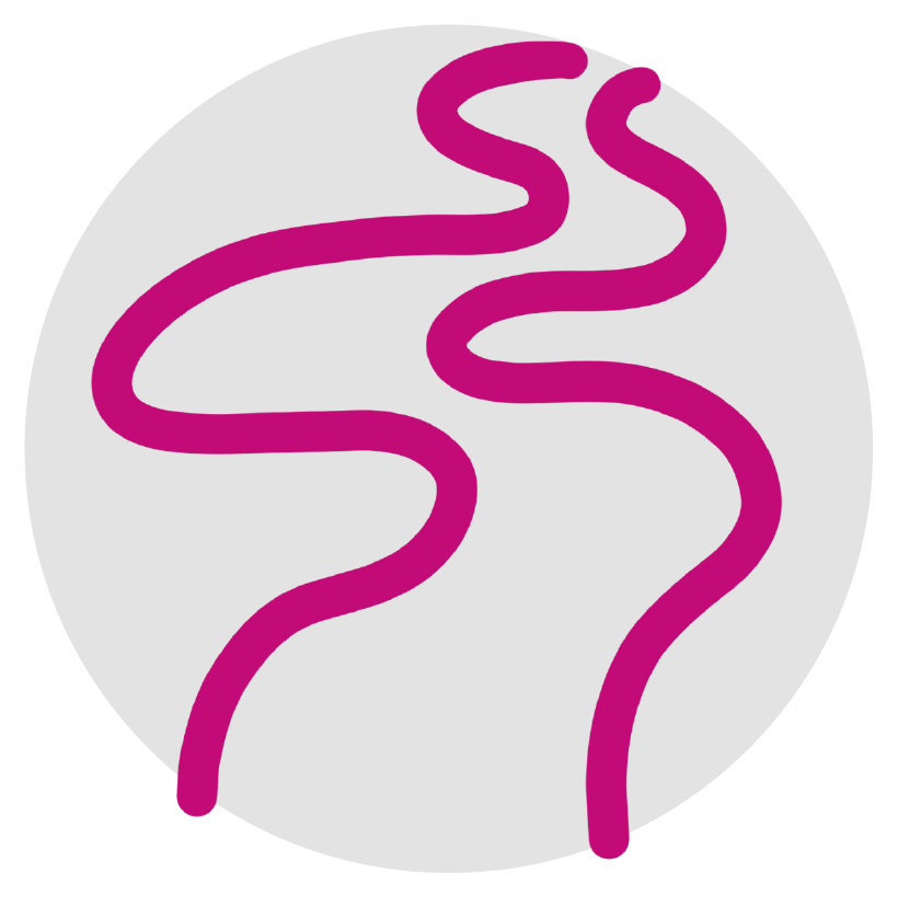Icon: Weg der in Windungen verläuft und langsam in der Ferne kleiner wird.