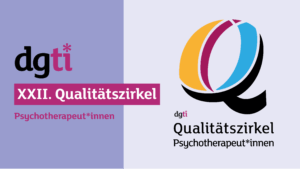 Antragstellung XXII. Qualitätszirkel Psychotherapeut*innen: Zu sehen das Logo der dgti und das Logo des Qualitätszirkels Psychotherapeut*innen