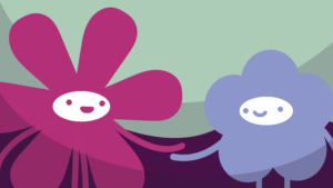 Mitgliedschaft Illustration: Das Maskottchen reicht einer anderen Figur die Hand. Beide lächeln sich zu.