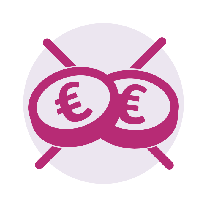 Icon Münzen, die durchgestrichen sind