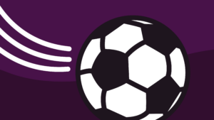 Illustration: Ein Fußball rollt durch das Bild.